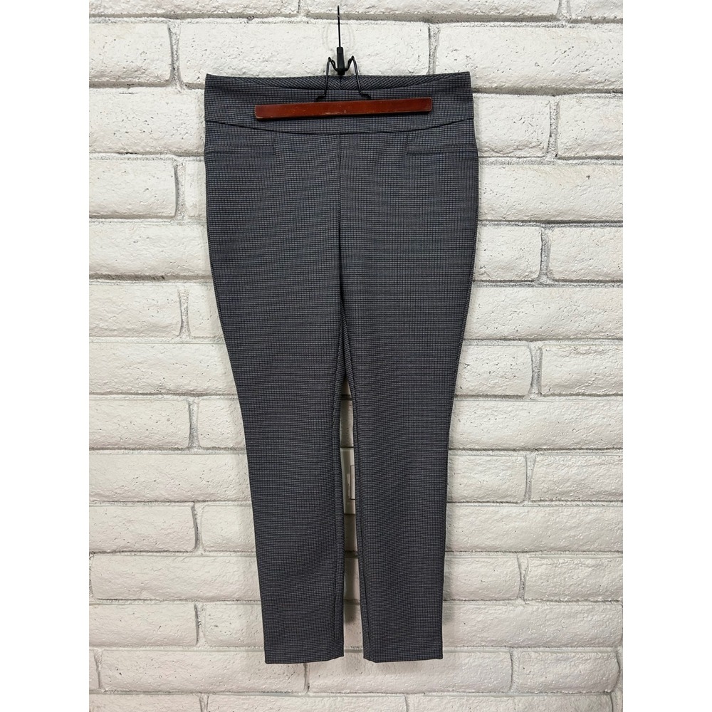 Dalia Womens Houndstooth Pull On Pants Black White Blue Stretch Size Medium